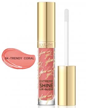EVELINE Lipgloss GLOW and GO! 04 - Trendy Coral, 4,5 ml